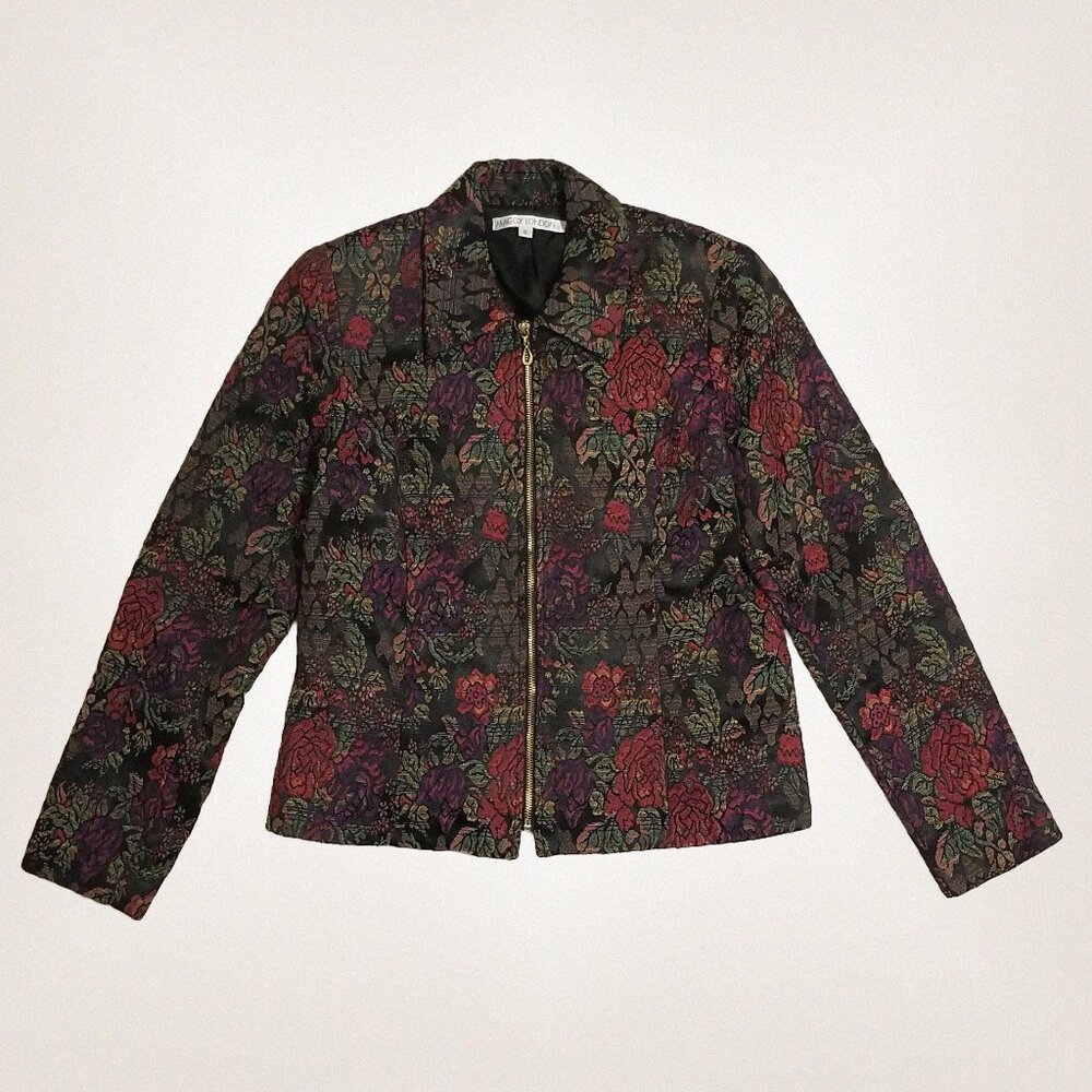 Maggy London Floral Tapestry Zip Jacket